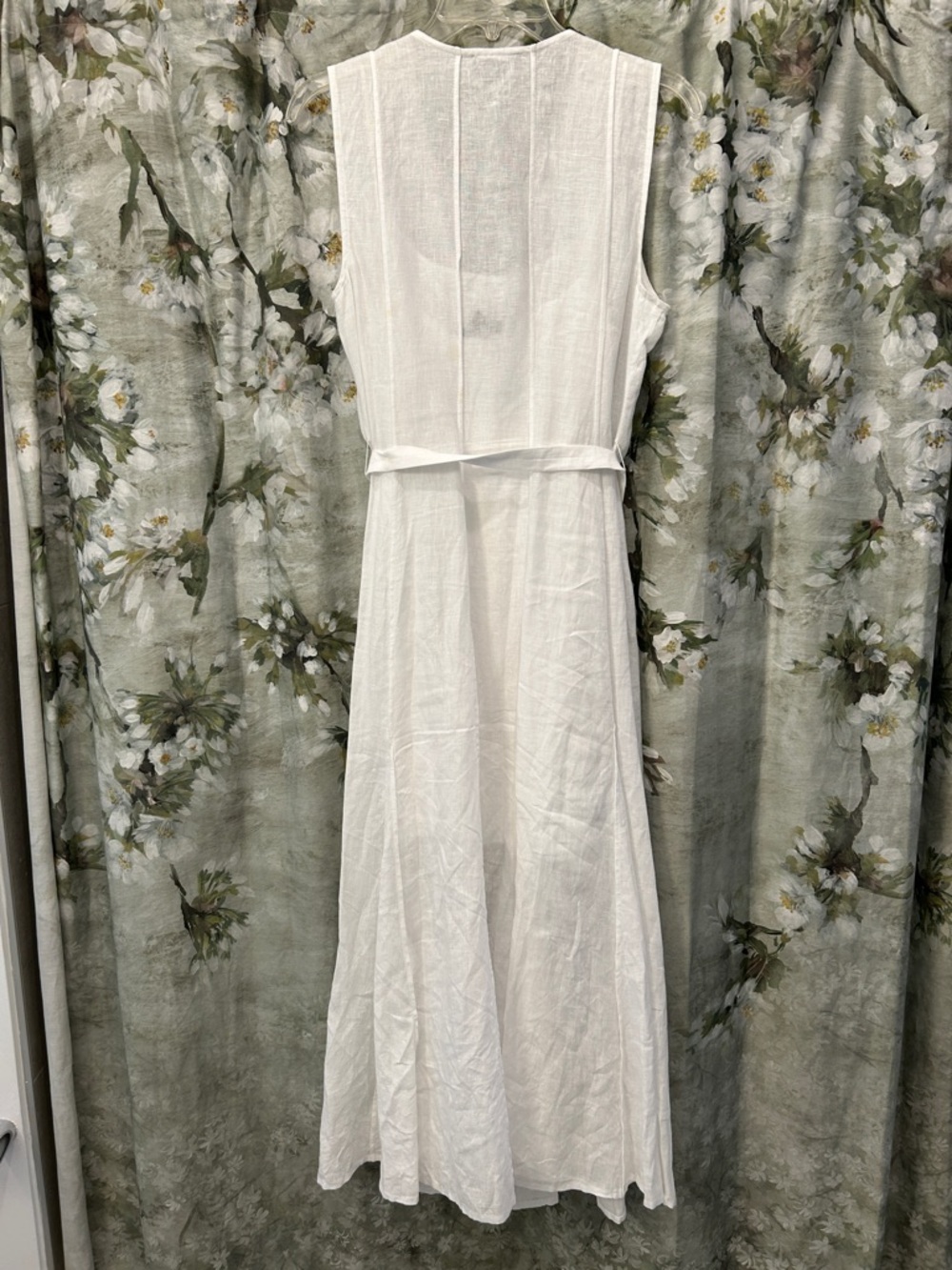 J. Crew White Sleeveless Maxi Dress with Tie Waist - Picture 6 of 7